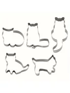 5db Rozsdamentes Acél Kitten Sütivágók Készlet - Aranyos Kawaii Macska Keksz Formák Pogácsaszaggató Sütőeszközök Konyhai Kiegészítők