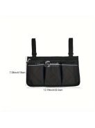 Kerekesszékes tároló táska cipzárral és állítható hevederekkel, Fekete színű, praktikus kiegészítő kerekesszékhez