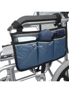 Kerekesszékes tároló táska cipzárral és állítható hevederekkel, Fekete színű, praktikus kiegészítő kerekesszékhez