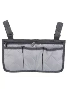   Kerekesszékes tároló táska cipzárral és állítható hevederekkel, Fekete színű, praktikus kiegészítő kerekesszékhez