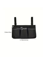 Kerekesszékes tároló táska cipzárral és állítható hevederekkel, Fekete színű, praktikus kiegészítő kerekesszékhez