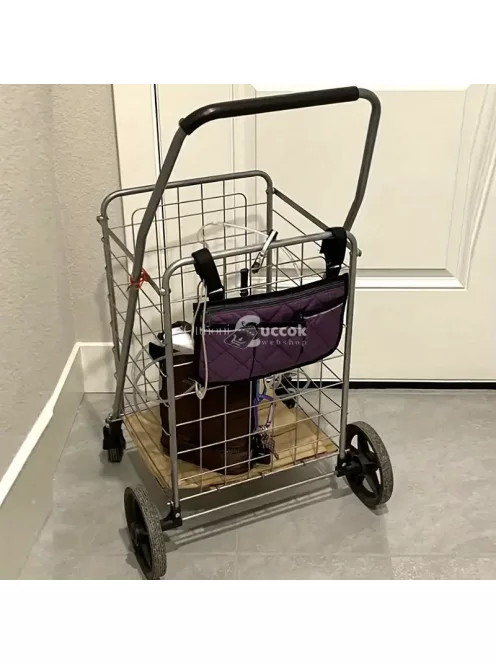 Kerekesszékes tároló táska cipzárral és állítható hevederekkel, Fekete színű, praktikus kiegészítő kerekesszékhez