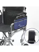 Kerekesszékes tároló táska cipzárral és állítható hevederekkel, Fekete színű, praktikus kiegészítő kerekesszékhez