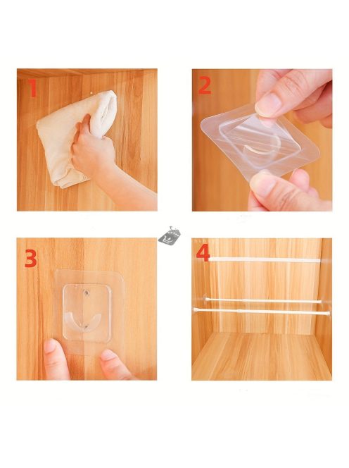 Teleszkópos zuhanyfüggő rúd tartó szett, 4 darabos készlet fürdőszobai kiegészítőként