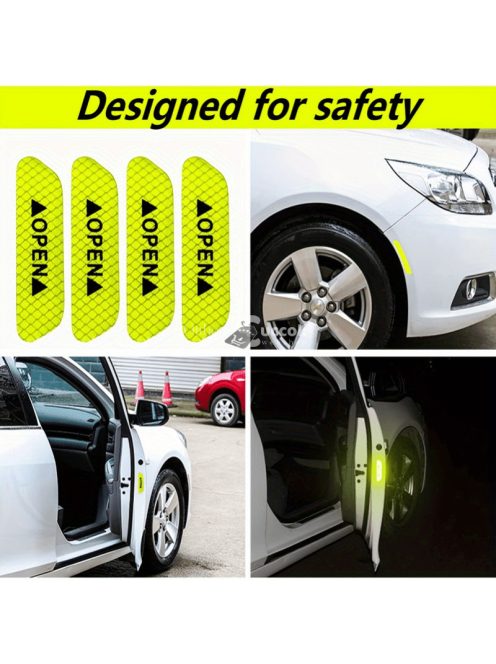 4 Db Zöld Autóajtóra Helyezhető Fényvisszaverő Matrica Szett Biztonsági Jelzéshez