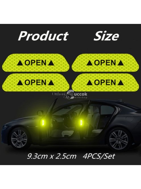 4 Db Zöld Autóajtóra Helyezhető Fényvisszaverő Matrica Szett Biztonsági Jelzéshez