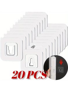   20 darabos kétoldalas öntapadós fali akasztó készlet könnyű tárgyak rögzítéséhez