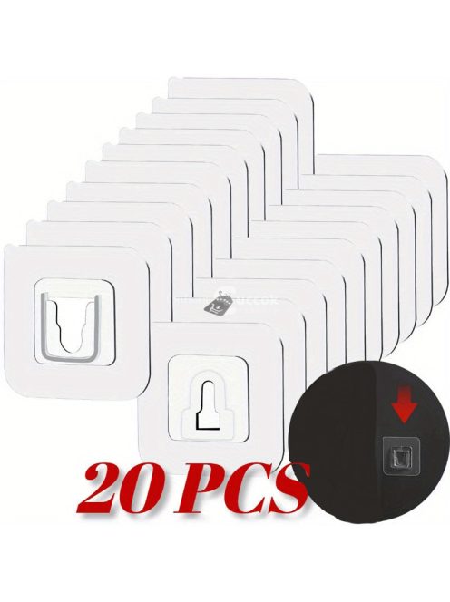 20 darabos kétoldalas öntapadós fali akasztó készlet könnyű tárgyak rögzítéséhez