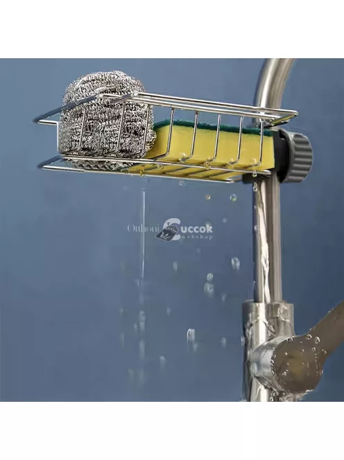 Rozsdamentes acél konyhai csaptelep szivacstartó - Praktikus tároló megoldás a mosogatóhoz