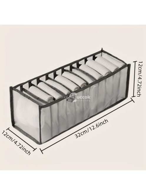 11 rekeszes fehérnemű rendező és tároló, fehér színben