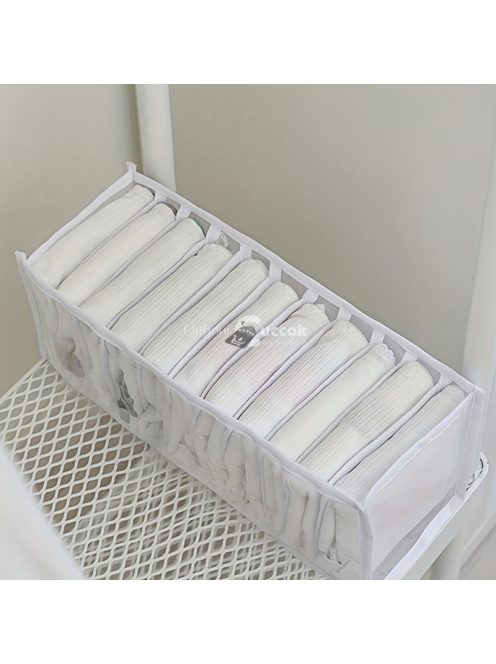 11 rekeszes fehérnemű rendező és tároló, fehér színben