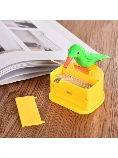 Aranyos madár alakú fogpiszkáló adagoló konyhai asztali dekorációhoz