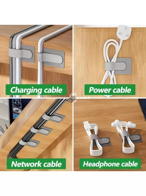 10 darabos szürke kábelrögzítő készlet, íróasztal alatti kábelrendező rendszer