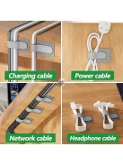 10 darabos szürke kábelrögzítő készlet, íróasztal alatti kábelrendező rendszer