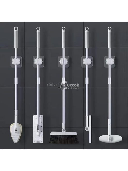 Könnyen Szerelhető Fehér Felmosó és Seprű Tartó, 4 Darabos Csomag