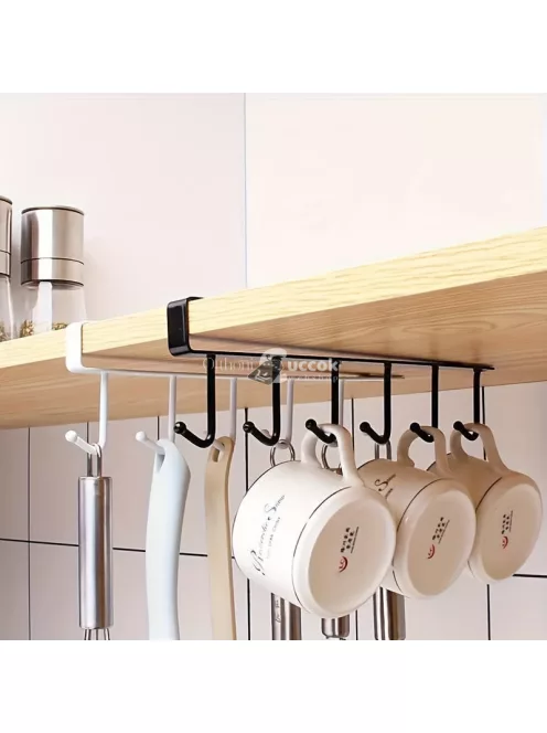 Fehér színű, fém konyhai akasztó - praktikus tárolás és szervezés konyhában