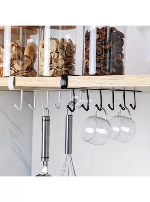 Fehér színű, fém konyhai akasztó - praktikus tárolás és szervezés konyhában