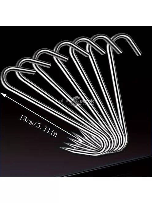 20 db rozsdamentes acél S-horog hús, hal, kolbász és baromfi akasztásához, konyhai és hentes felhasználásra