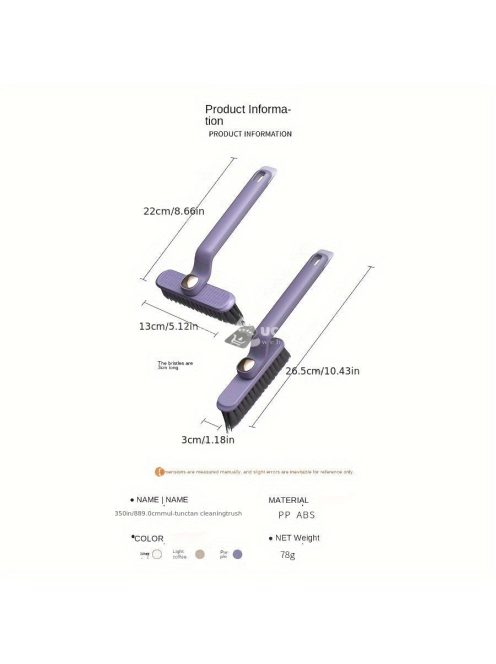 Multifunkciós 360°-ban forgatható tisztítókefe kemény sörtékkel padló- és csempefelületekhez