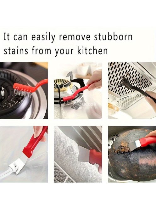 6 részes konyhai tisztítókészlet – Fém és műanyag kaparó és kefe szett, hatékony edény- és felülettisztításhoz