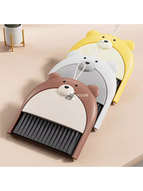 Aranyos Medve Mini Seprű és Szemeteslapát Készlet Barna - Gyerekeknek Ideális Takarító Eszközök