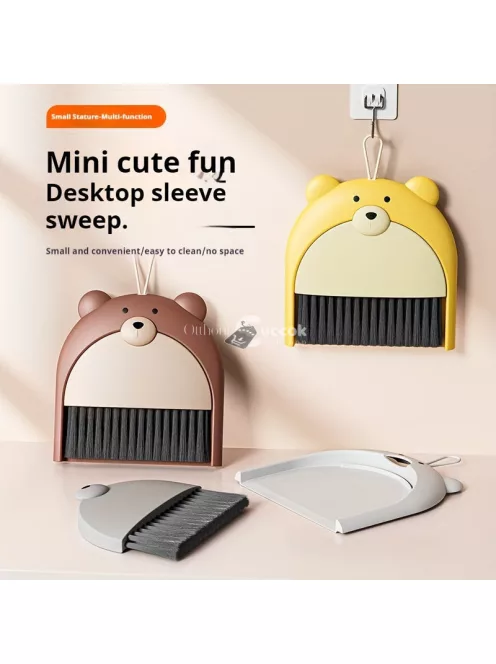 Aranyos Medve Mini Seprű és Szemeteslapát Készlet Barna - Gyerekeknek Ideális Takarító Eszközök