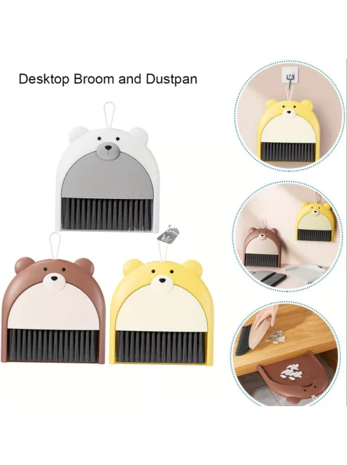 Aranyos Medve Mini Seprű és Szemeteslapát Készlet Barna - Gyerekeknek Ideális Takarító Eszközök