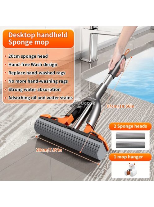 Joybos Kompakt Mini Felmosó Készlet 2 Cserélhető Szivacsfejjel, Könnyű Tisztításhoz