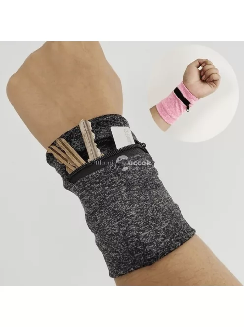 Stílusos Uniszex Szürke Csuklószorító Tároló Rekesszel Edzőteremhez, Futáshoz és Kerékpározáshoz