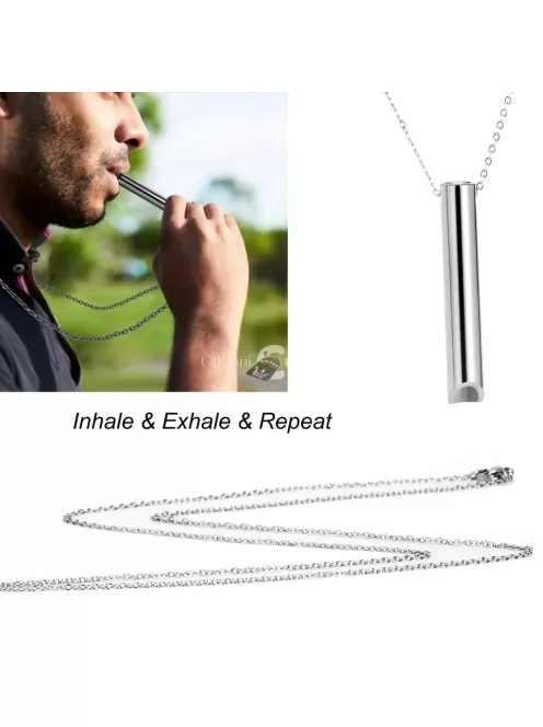 Nyugtató légző nyaklánc, szorongás- és stresszcsökkentő acél színű ékszer