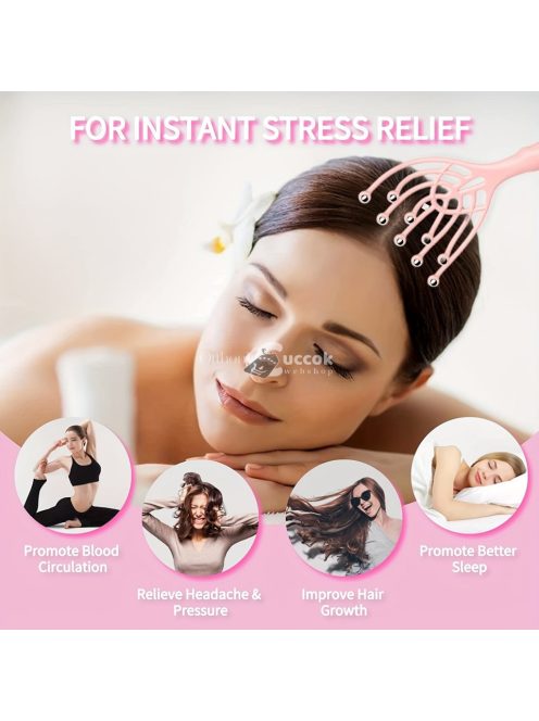 Fej masszírozó és fejbőr vakaró eszköz Rózsaszín színben