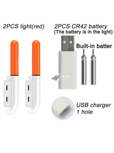   Elektronikus horgászbot világító úszóbot-lámpa, lítium akkumulátoros LED világítás, 2 zöld fény, 1 lyukú kivitel