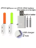 Elektronikus horgászbot világító úszóbot-lámpa, lítium akkumulátoros LED világítás, 2 zöld fény, 1 lyukú kivitel