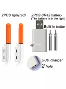 Elektronikus horgászbot világító úszóbot-lámpa, lítium akkumulátoros LED világítás, 2 zöld fény, 1 lyukú kivitel