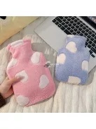 Kényelmes Plüss Melegítő Párna Kék Szív Alakú - 1000ml Kapacitású