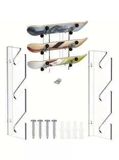  Akril falra szerelhető gördeszka és snowboard kihelyező állvány – vízszintes tartó rendszer