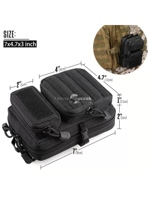 Tartós fekete taktikai táska EDC szerszámok és barkács kellékek tárolására