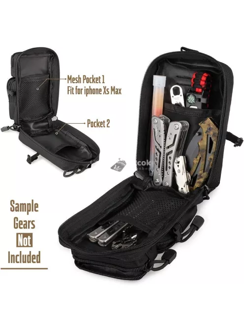 Tartós fekete taktikai táska EDC szerszámok és barkács kellékek tárolására