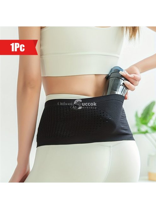 Varrat nélküli kötött sport deréktáska Fekete - L méret, kényelmes viselet futáshoz és edzéshez