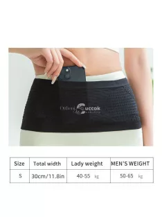   Többfunkciós, légáteresztő deréktáska szabadtéri sportokhoz és fitneszhez, Fekete színű, S méretű