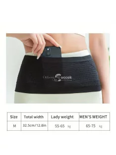   Többfunkciós, légáteresztő deréktáska szabadtéri sportokhoz és fitneszhez, Fekete színű, S méretű