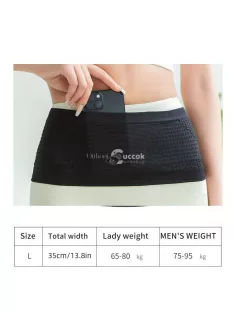   Többfunkciós, légáteresztő deréktáska szabadtéri sportokhoz és fitneszhez, Fekete színű, S méretű