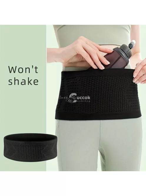 Többfunkciós, légáteresztő deréktáska szabadtéri sportokhoz és fitneszhez, Fekete színű, S méretű