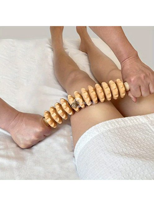 1db 12 Kerekű Csúszásmentes Fa Fascia Masszírozó Jógamasszázs Görgő Izomlazításhoz