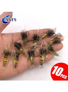   10db Sötétben világító szilikon garnélarák horgászcsali horoggal éjszakai horgászathoz