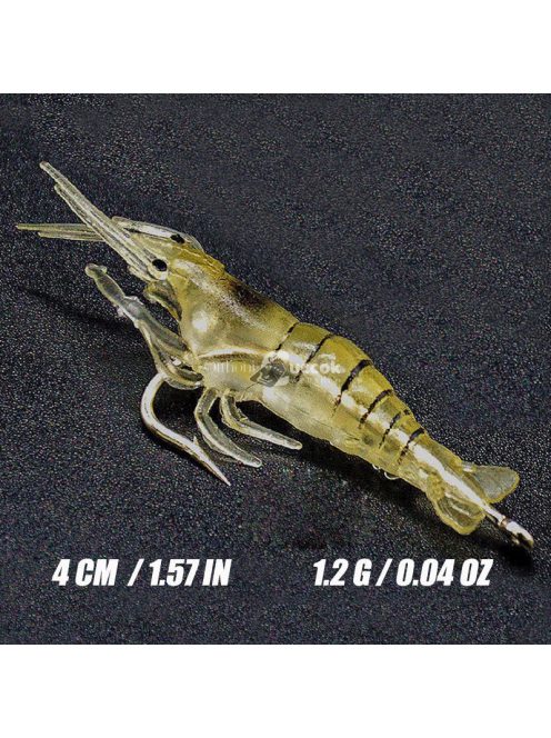 10db Sötétben világító szilikon garnélarák horgászcsali horoggal éjszakai horgászathoz