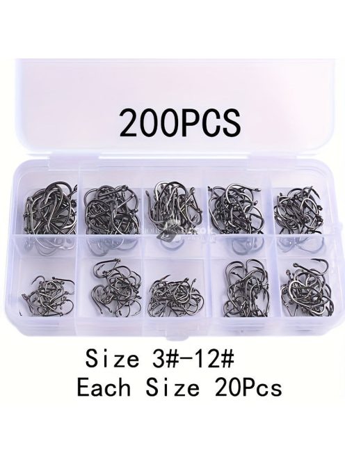 100db Vegyes Méretű Horgász Horog Készlet - Többféle Halászati Igényhez