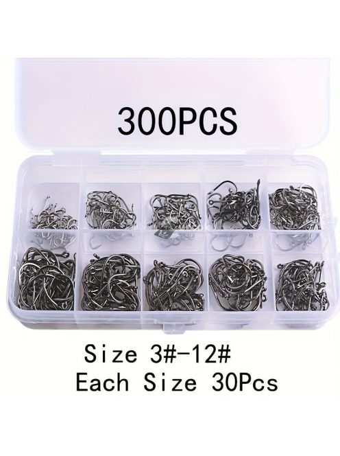 100db Vegyes Méretű Horgász Horog Készlet - Többféle Halászati Igényhez