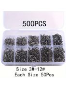 100db Vegyes Méretű Horgász Horog Készlet - Többféle Halászati Igényhez