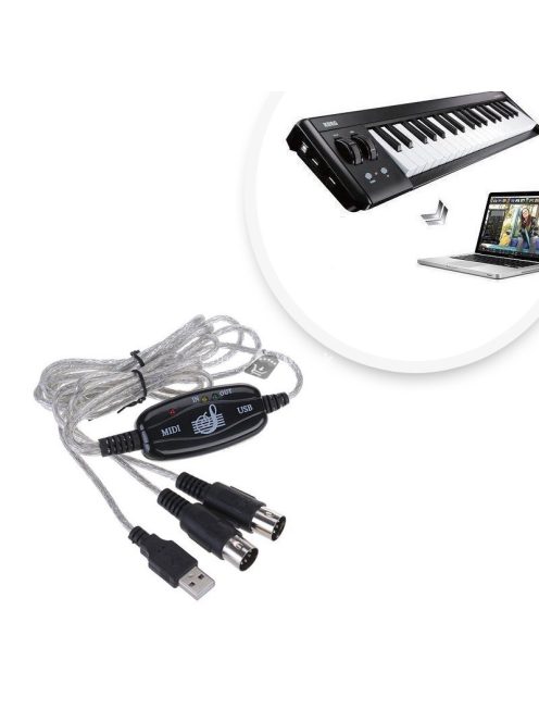 USB MIDI kábel adapter hangszer csatlakoztatáshoz